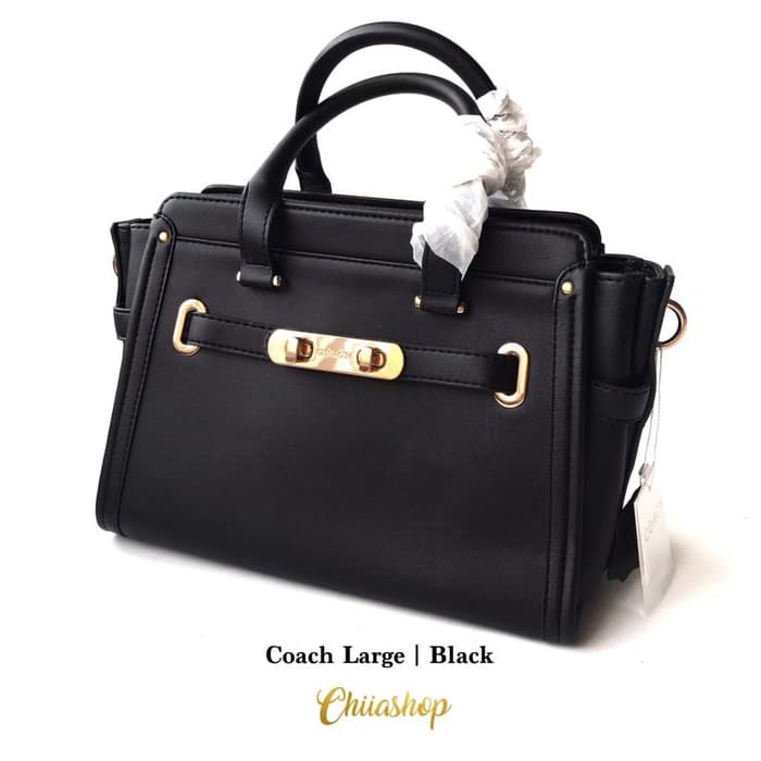 Tas Pesta Keira Embellished Crystal Box Clutch   VZ77  Coach Swagger 1Tone Size M - Hitam