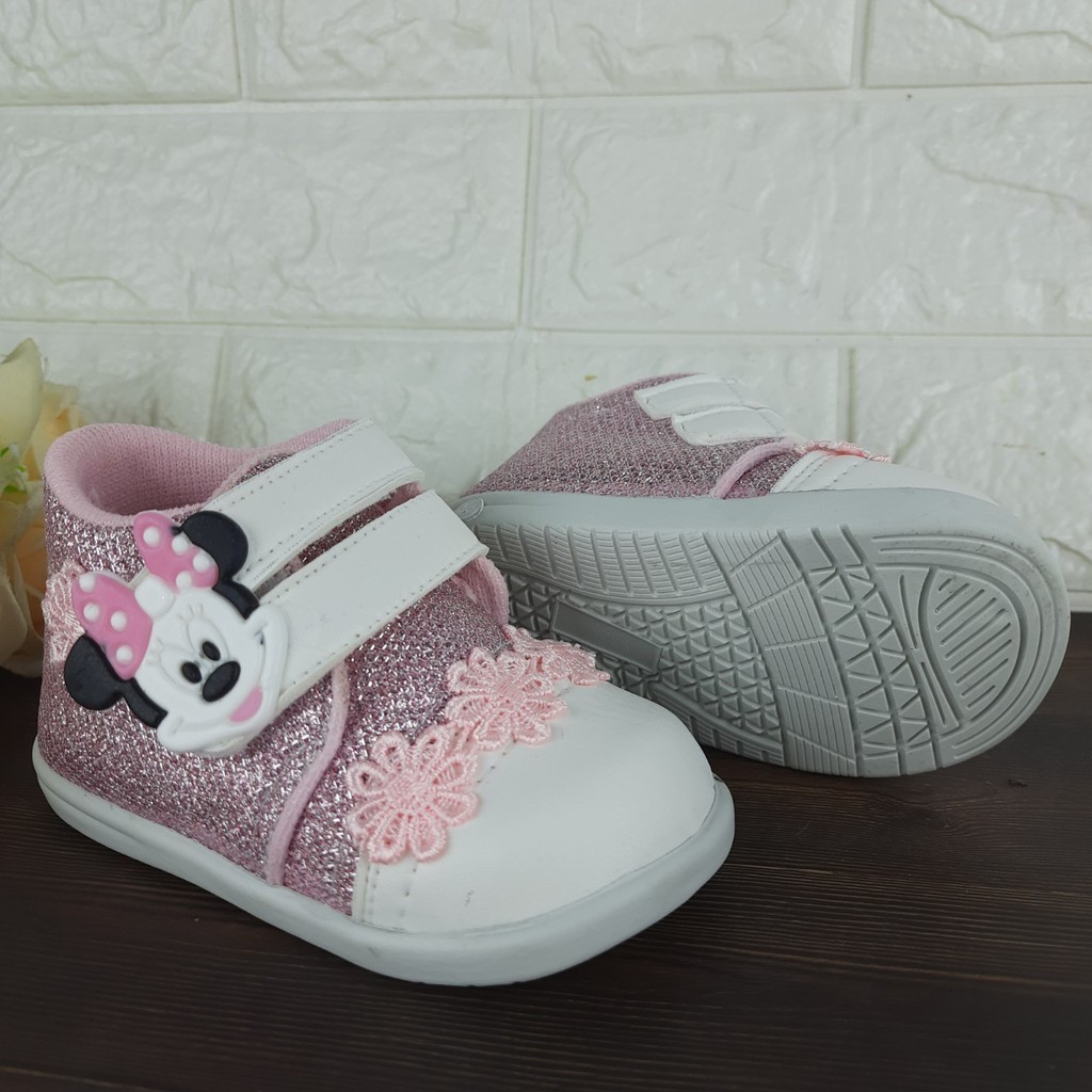 [TAMAN SEPATUKU] SEPATU TRENDY MURAH PESTA ANAK MICKEY MOUSE PINK BUNYI 1 2 3 TAHUN FAX16