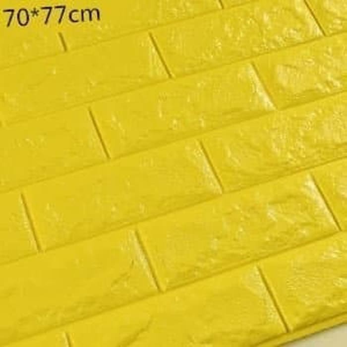 WALLPAPER 3D FOAM modern MODEL BATU BATA STICKER YELLOW WARNA KUNING