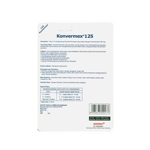 Konvermex 125MG Suspensi 10 ml / Obat Cacing Sirup / Obat Cacing