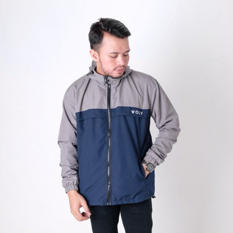 WindBreaker Jaket Navy Grey