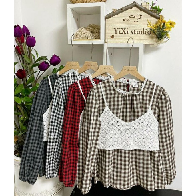 vest kemeja kotak 4 pcs