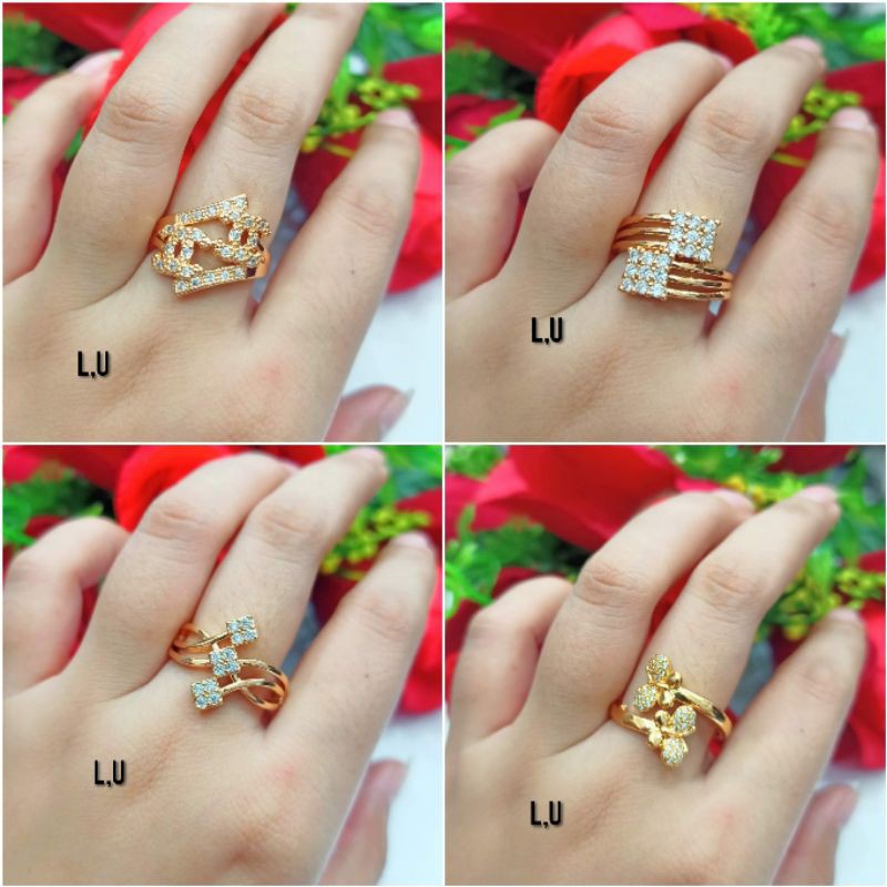 Fourfashion Cincin Dewasa Xuping Permata Double Kekinian PD056