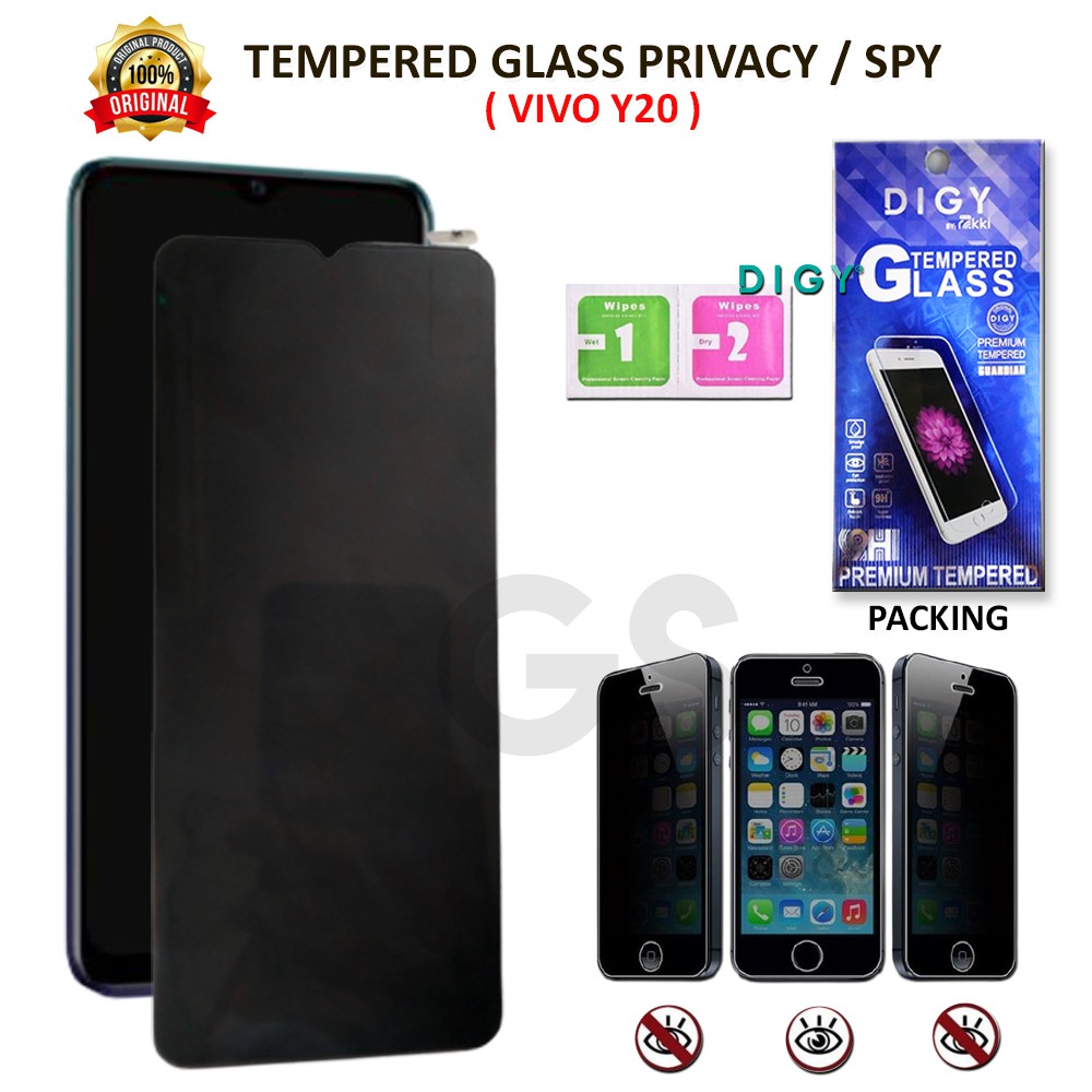 Tempered Glass Anti SPY S6 A1K C2 V20SE Y11 Y12 Y15 A5S X50 Y52S Y70S