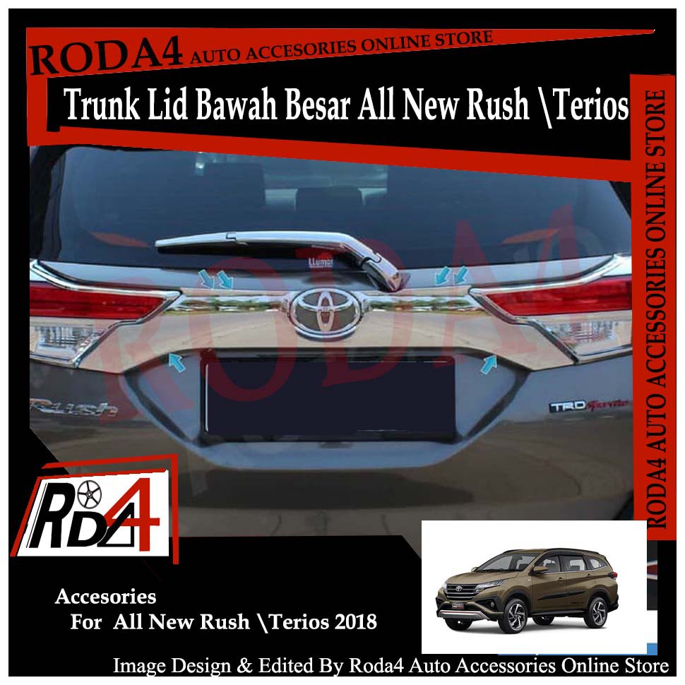 Trunk Lid Besar Bawah Chrome  All New Rush Terios 2018