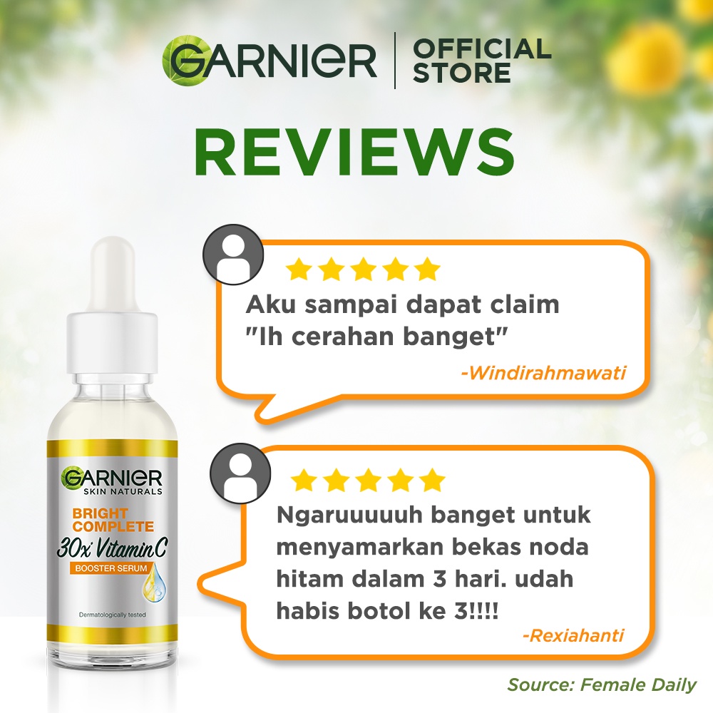 Garnier Bright Complete Vitamin C Serum 30ml + Day & Night Cream - Skincare Moisturizer Kulit Cerah-3