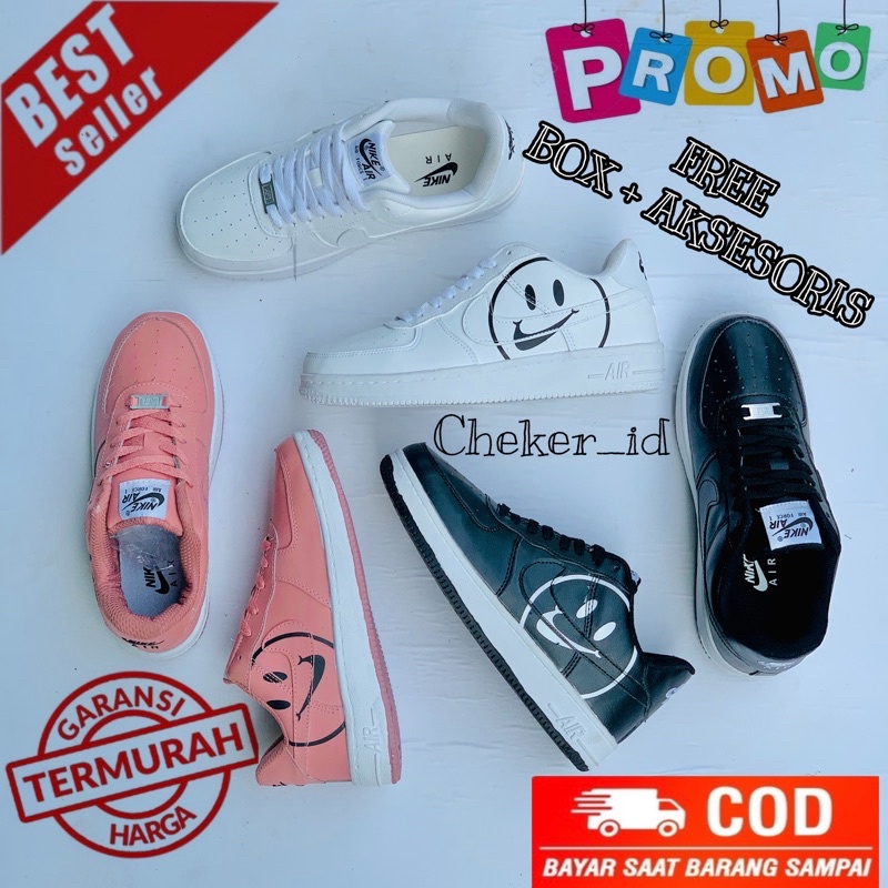 sepatu sneakers pria &amp; wanita air force 1 one full white  sepatu putih gaya masa kini