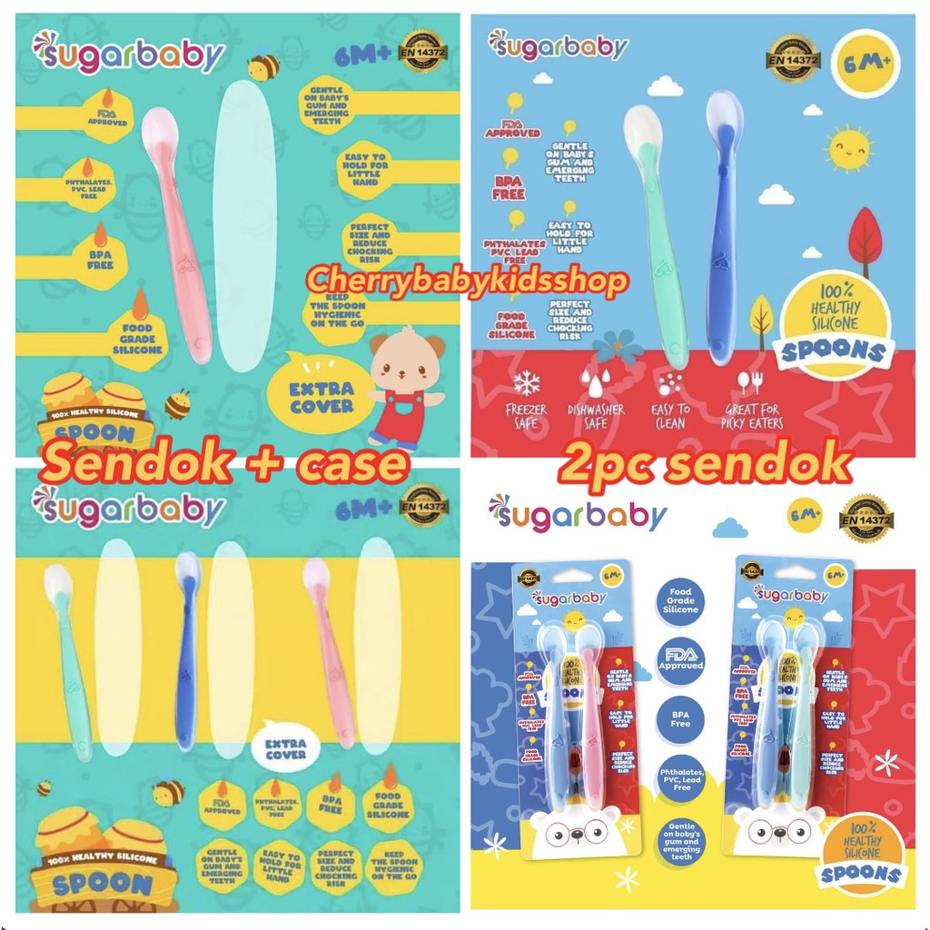 Sugar Baby Spoon Set / Sendok Makan Bayi Aman Sugar Baby Silicone