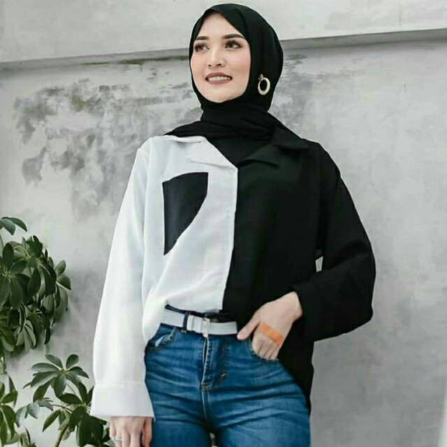 KEMEJA LINEN JUMBO XL - XXL LD 115-120 CM / PROMO OBRAL KEMEJA MURAH //  Kemeja twotone / Twotone Blouse