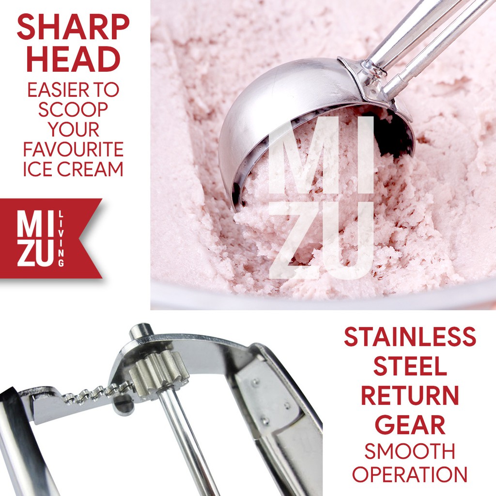 MIZU HELADO Sendok Es Krim Ice Cream Scoop Stainless Steel