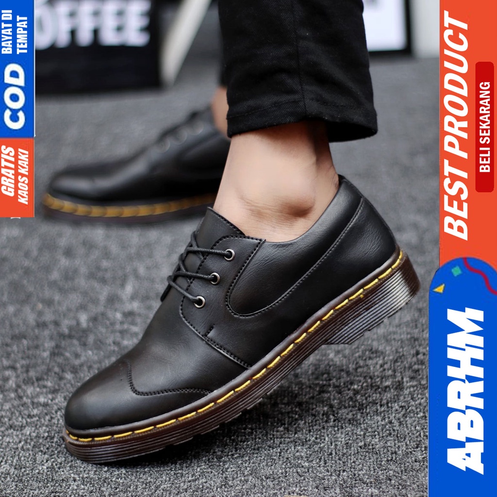 Abrhm Matto - Sepatu Formal Pantofel Pria Kerja Hitam