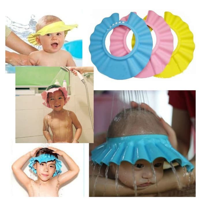 DODORY HL0103 Topi Keramas Anak Kancing Dengan Penutup Telinga Shower Cap Mandi Bayi