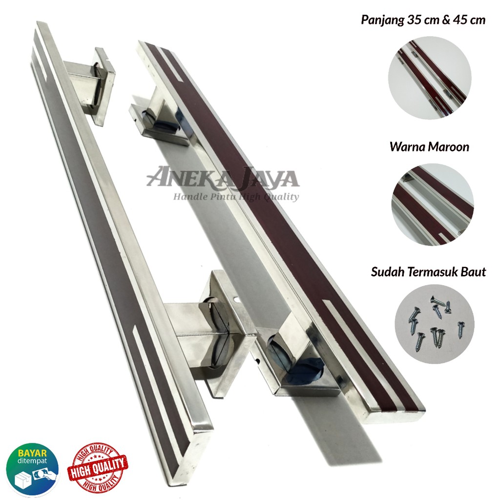 Handle Pintu rumah 35 cm &amp; 45 cm / Tarikan Pintu / Gagang Pintu rumah minimalis terbaru maroon