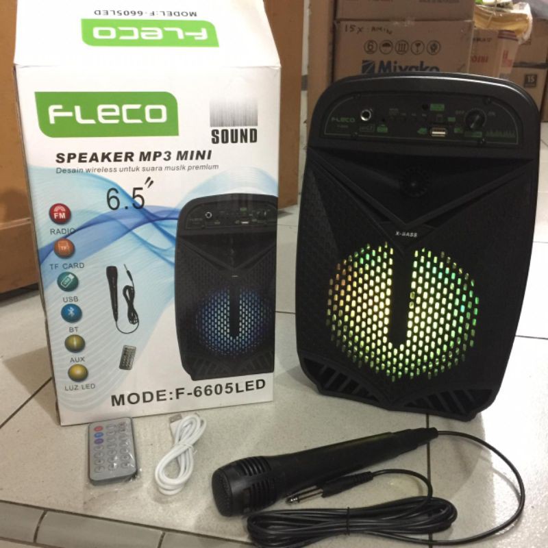 Speaker 6.5&quot; Fleco F-6605 LED ( BONUS MIC ) / Bluetooth Radio USB AUX