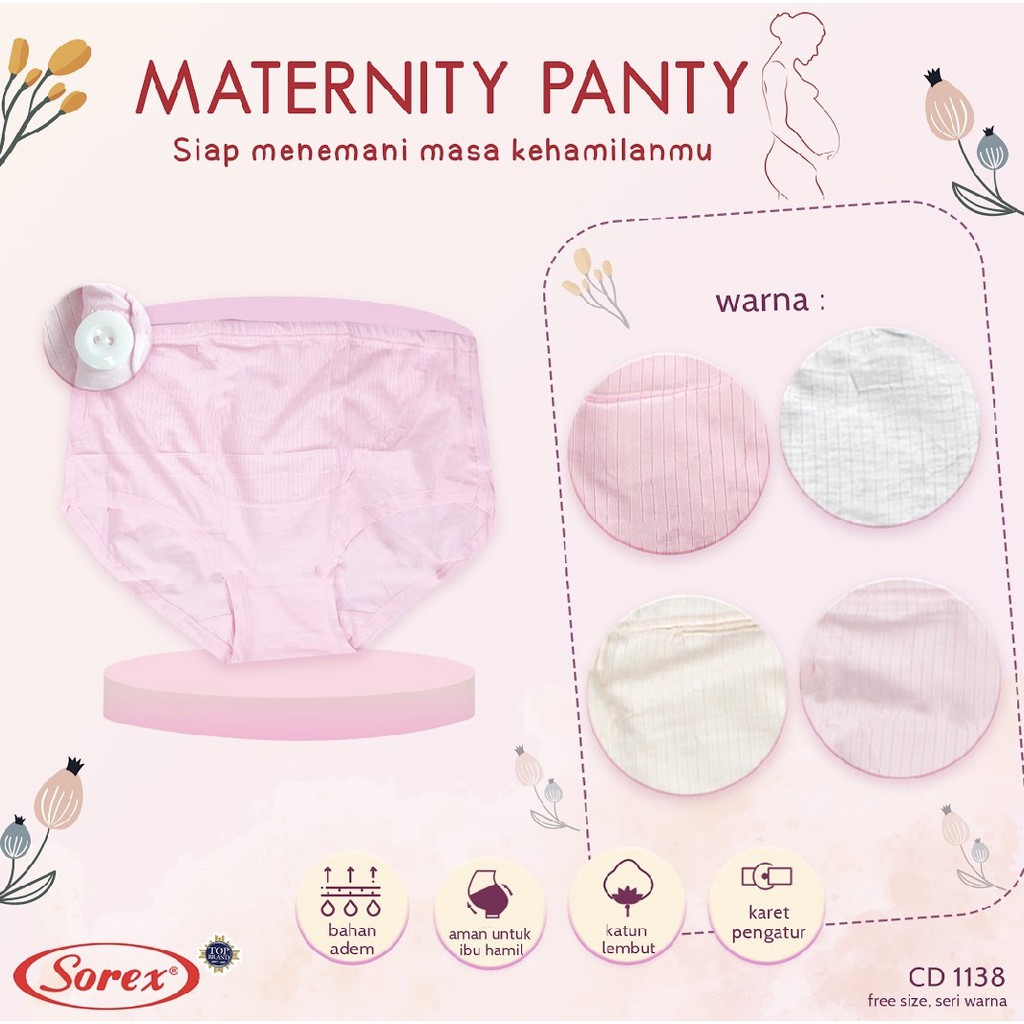 CELANA DALAM SOREX / CD IBU WANITA HAMIL 1138 (MATERNITY PANTS) / CD HAMIL TUTUP PERUT KANCING 8311