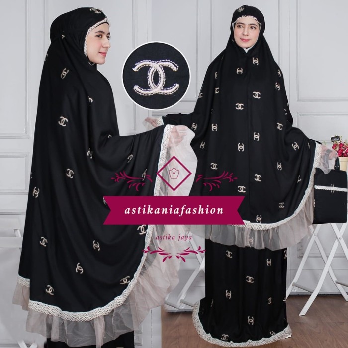 TERLARIS MUKENA KATUN RAYON CENEL DEWASA MOTIF HITAM