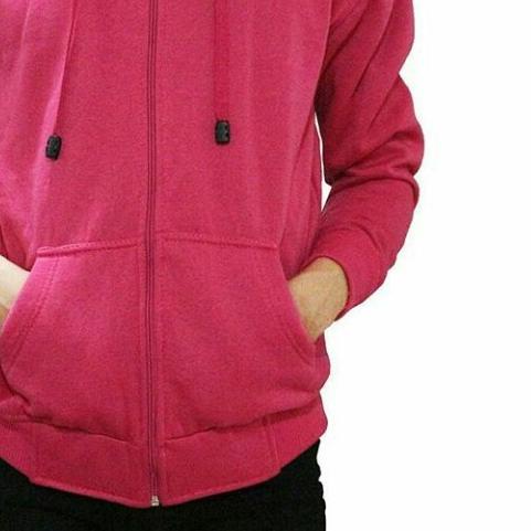 Jaket polos zipper hoodie M,L,XL,XXL pink fanta pria wanita