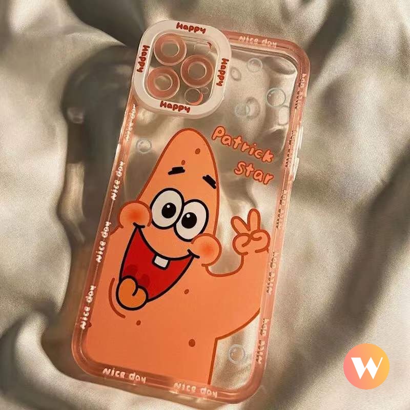 Casing Ponsel Kartun Spongebob Patrick Star Kompatibel Untuk iPhone11 Pro MAX 12 Pro Max13 14 Pro MAX 7 7Plus 8Plus 6 6S Plus XR XS MAX X SE 2020 Casing TPU Transparan Bening Lembut