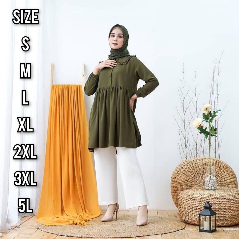 Fresia Tunik - Ukuran S M L XL XXL 3XL 4XL/5L  - Tunik Jumbo - Tunik Big Size - Atasan Wanita Jumbo