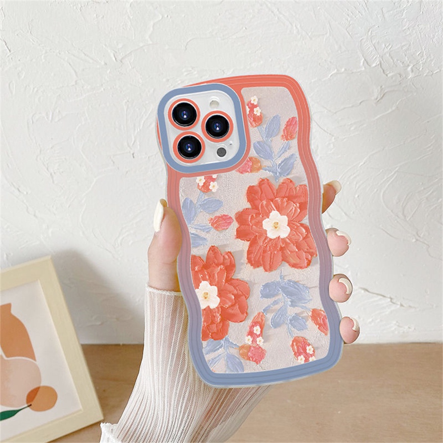 Soft Case Silikon Motif Lukisan Bunga Untuk iPhone 14 13 12 11 Pro Max X Xr Xs Max 8 7 6 6s Plus