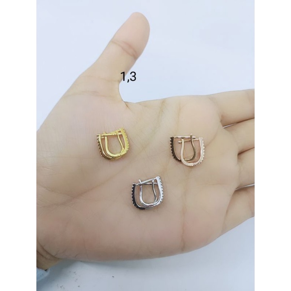 anting jepit listring mp 1 baris / anting perak asli silver 925 lapis emas/ anting fashion wanita