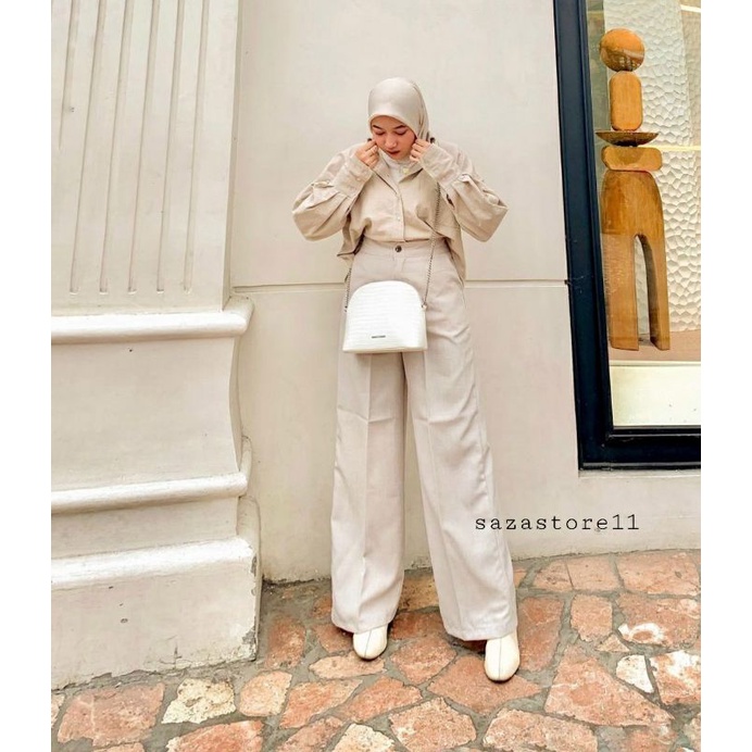 MELVA SLIT PANTS Kulot highwaist celana kulot bahan katun loose pants