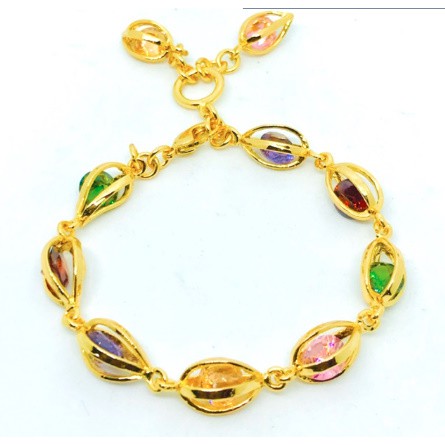 Gelang tangan wanita //gelang permata model oval//perhiasan lapis emas // gelang