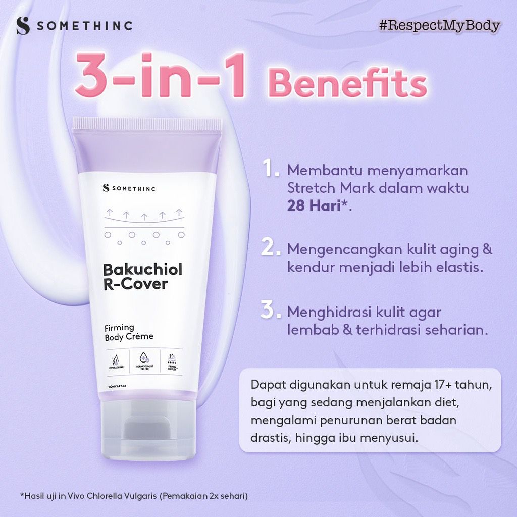 BPOM SOMETHINC Bakuchiol R-Cover Firming Body Crème Stretch Mark Cream Krim Stretchmark Pengencang Kulit