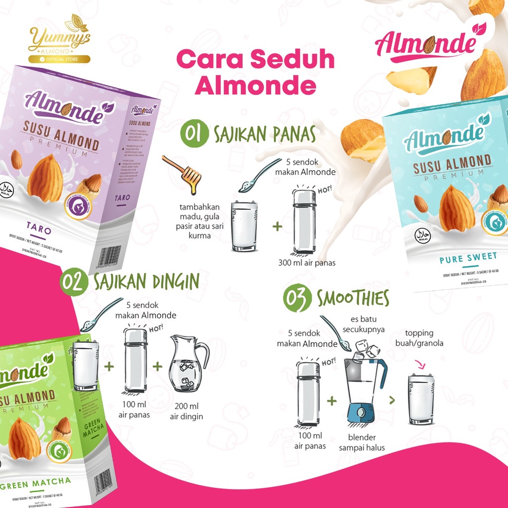 ALMOM Susu Bubuk Almond Pelancar Asi / Asi Booster Sari Almond / LEMOM Tea Teh / KUKIMOND Cookie