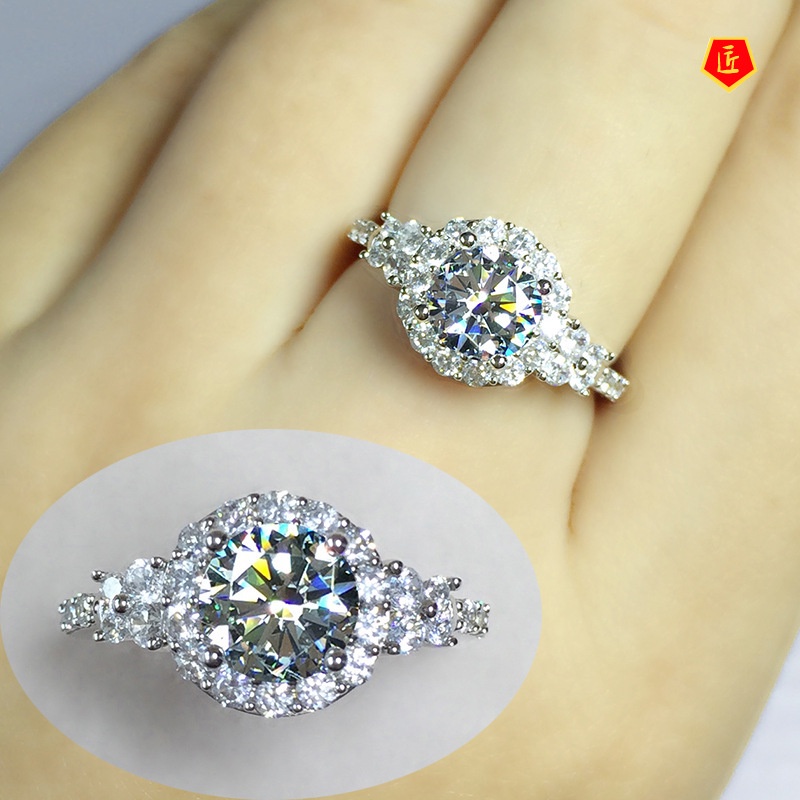 [Ready Stock]Luxury 2 Karat Moissanite Diamond Ring for Women