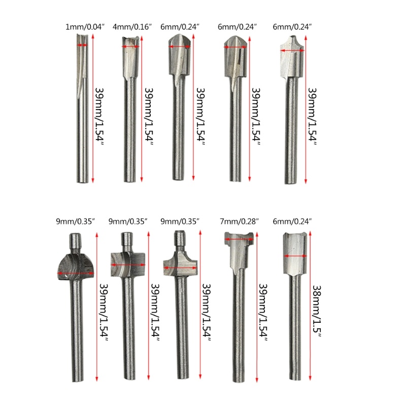 Zzz Set Mata Bor Router Shank 3mm Alat Pertukangan Kayu