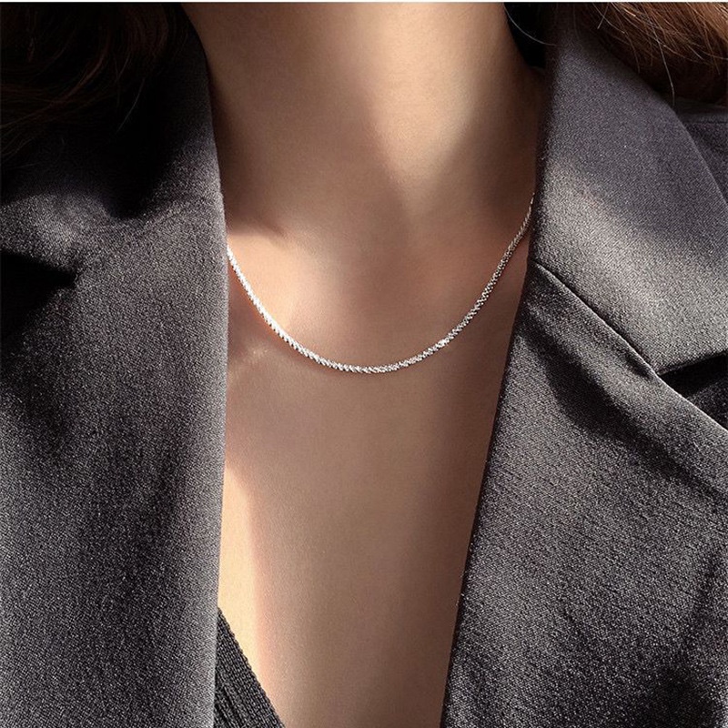 Kalung Choker Rantai Klavikula Bahan S925 Sterling Silver Gaya Korea Untuk Wanita