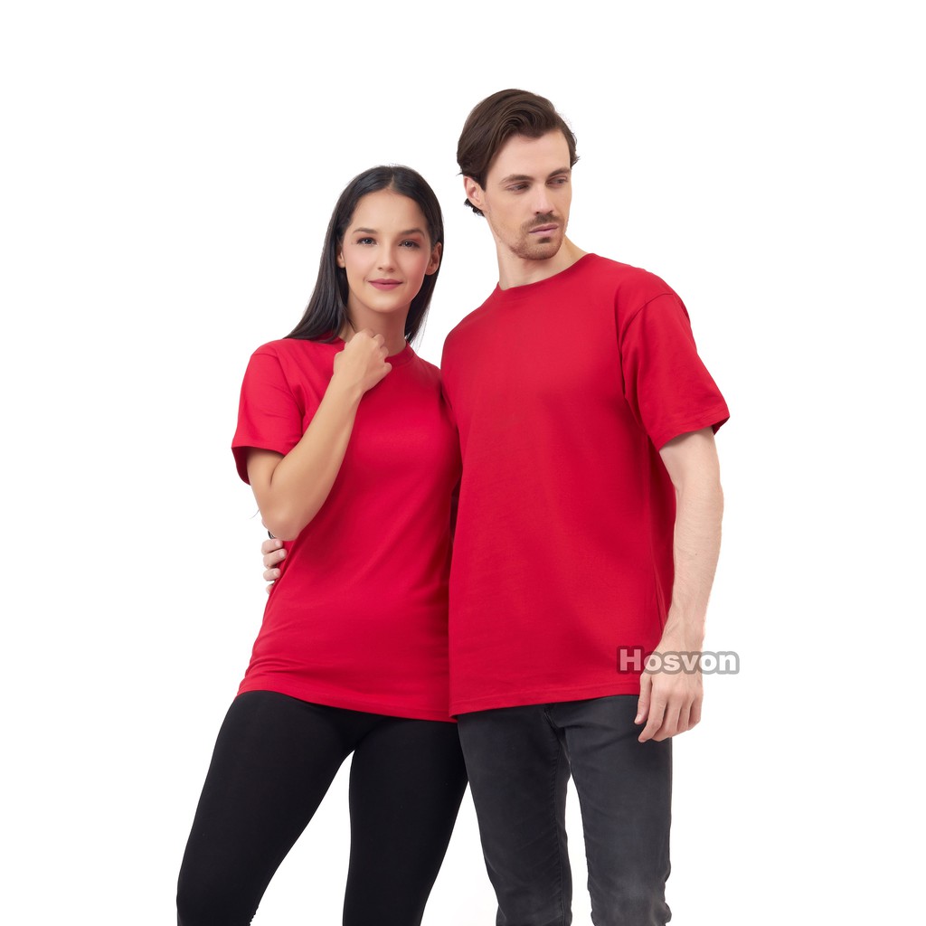 MERAH Cotton Combed 20s Lengan Pendek (PRIA &amp; WANITA)