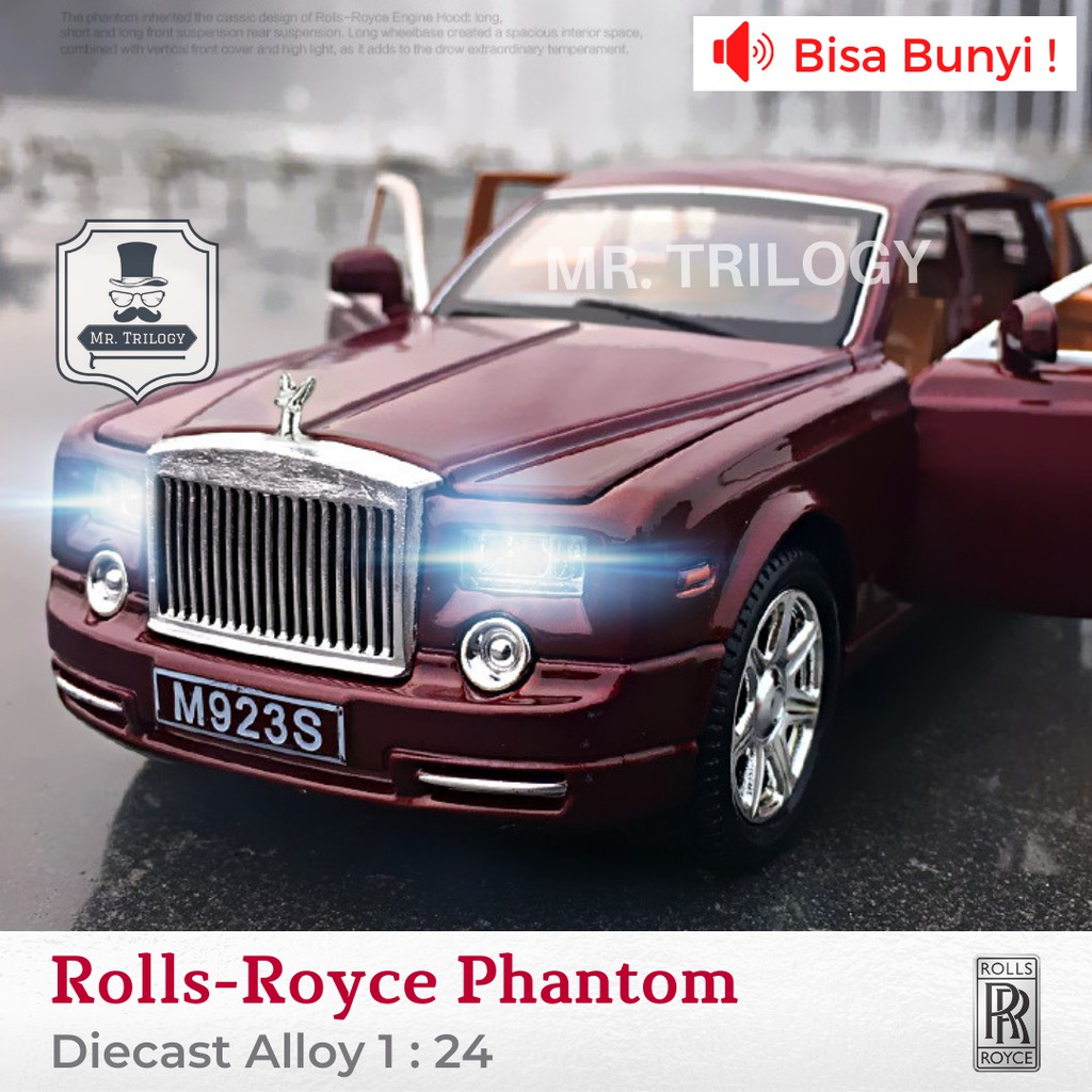 Diecast mobil/ miniatur mobil Rolls Royce Phantom 1:24, kado mainan anak keren Roll-Royce Rolls-Royces rolls-royce RR