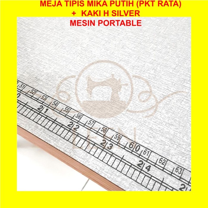 Meja &amp; Kaki SET Mesin Jahit Portable TIPIS MIKA PUTIH - H Silver LEEN