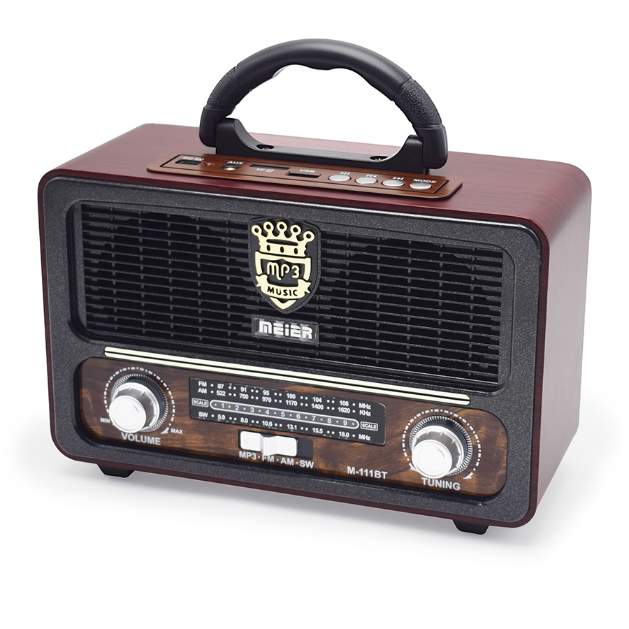 (COD) Radio FM retro portabel canggih nuansa kayu radio bluetooth FM/kartu TF/usb