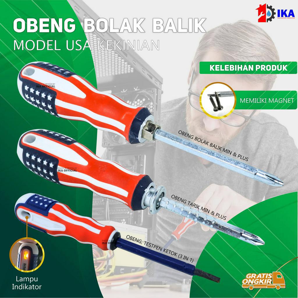 Obeng Bolak Balik USA Amerika 4 Inch Obeng Plus Minus Termurah Obeng 2 Way USA 4 inch