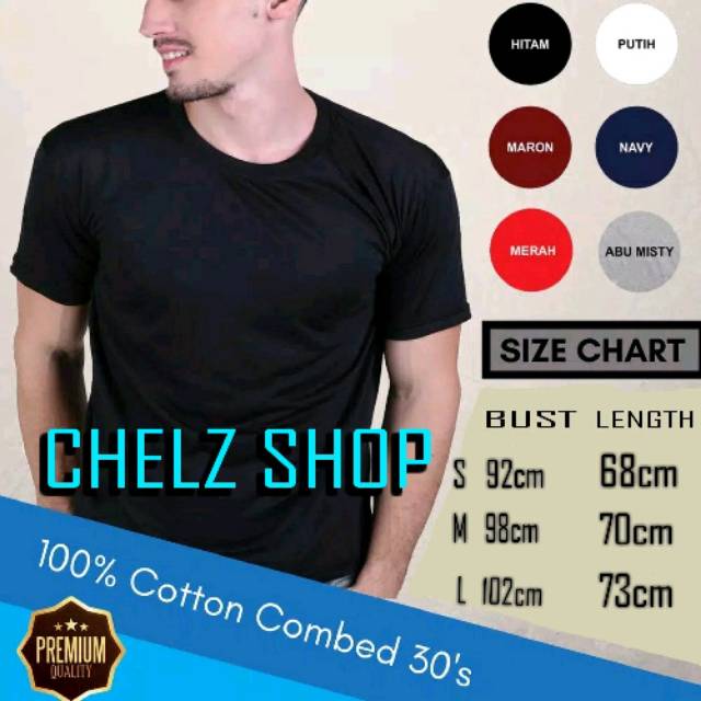 Kaos Polos Pria/Cowok Lengan Pendek Cotton Combed 30s Murah High Quality