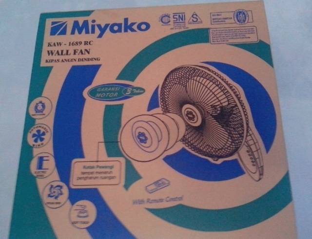 Kipas Angin Dinding Miyako KAW 1689RC REMOTE. BARU BERGARANSI RESMI