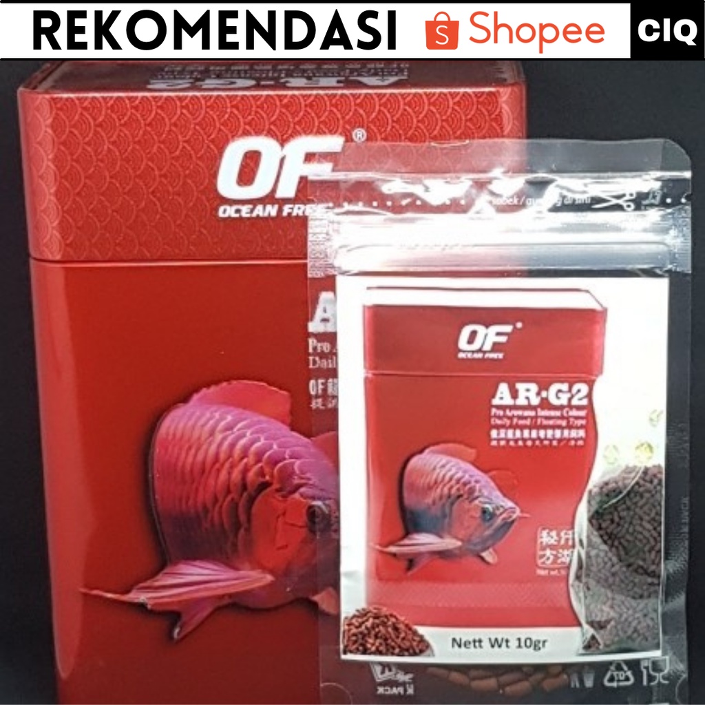 Makanan Ikan Arwana Ocean Free AR - G2 Intens Color REPACK 10gr - S / Pakan Ikan Premium / Makanan Ikan Arwana / Pakan Ikan Arwana / Pakan Arwana Super Red / Pakan Pelet Arwana