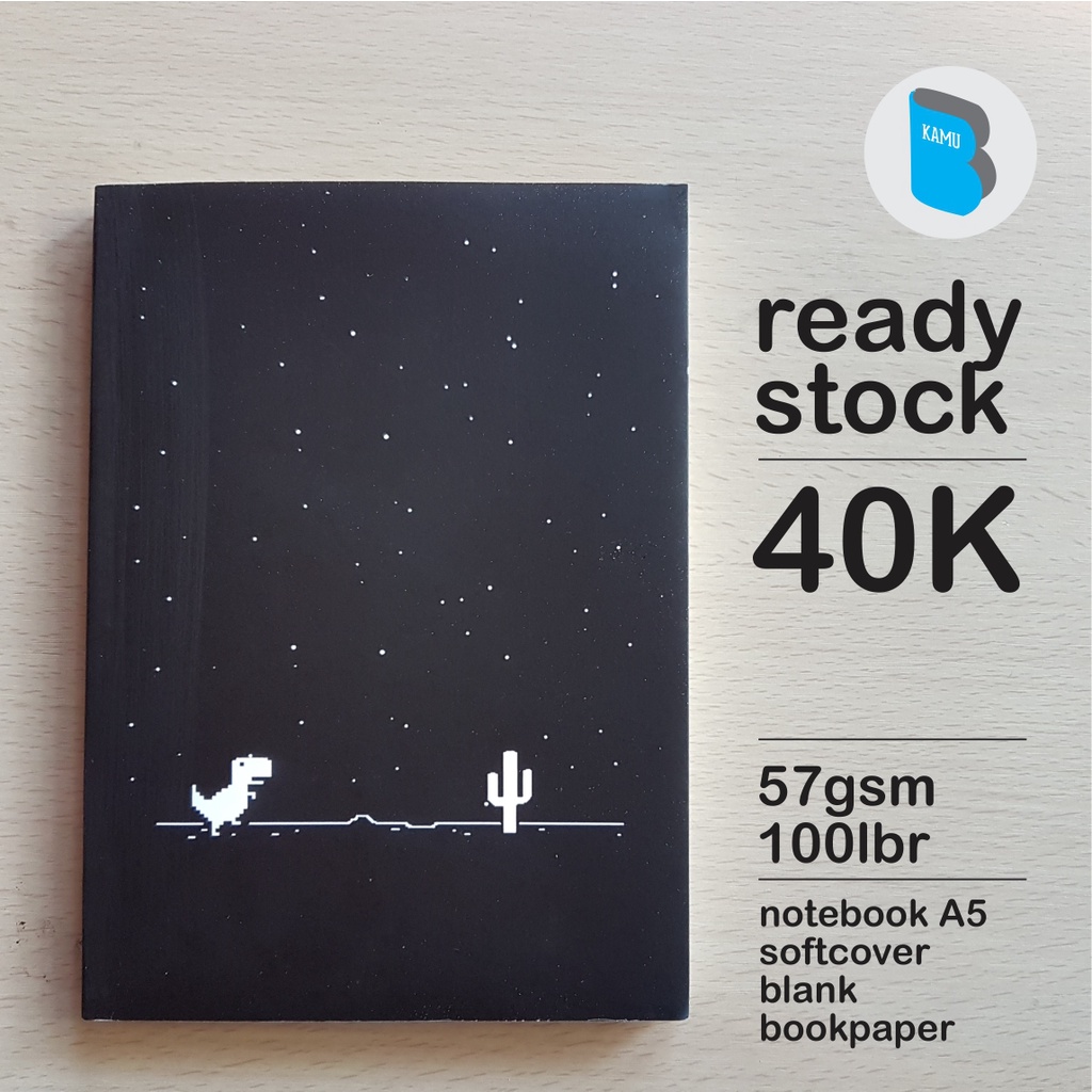 

[57/72/90 gsm] A5 Notebook Buku Catatan Diary Jurnal Bookpaper - Black Dino
