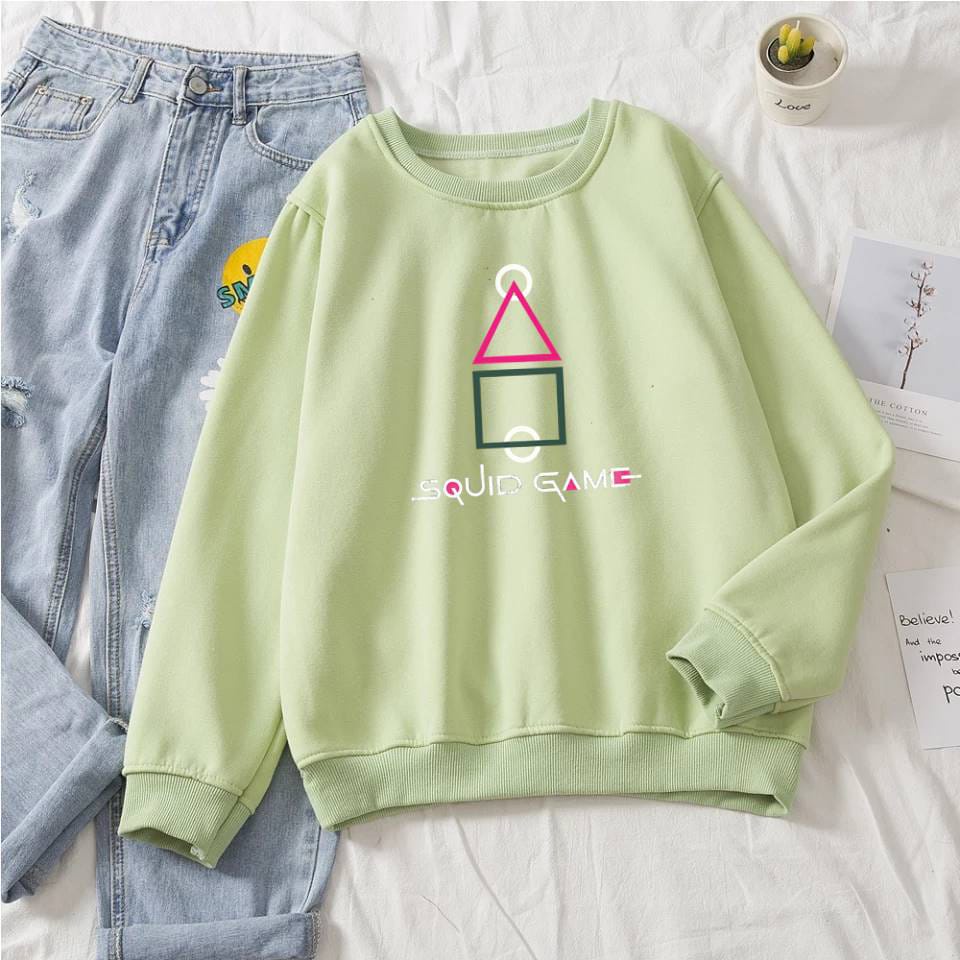 Sweater Squid Game / Sweater Korea / Sweater Lilac / Sweater Crewneck / Sweater Tebal / Sweater Wani