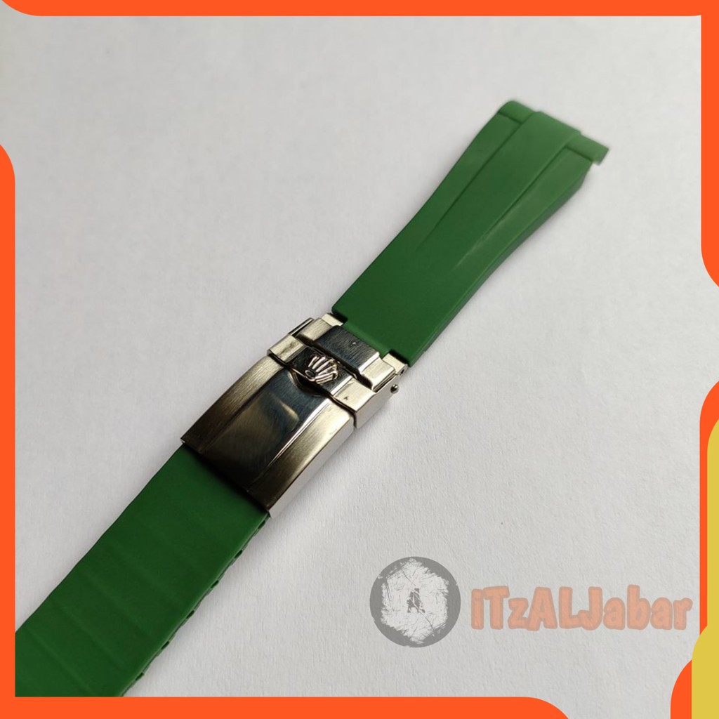 Tali jam tangan Rolex rubber strap 20mm full set Tali jam Rolex 20 mm - Hijau