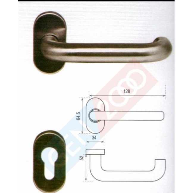 HANDLE PINTU DEKKSON ALUMUNIUM LHTR 84030 OVAL SSS STAINLESS STEEL