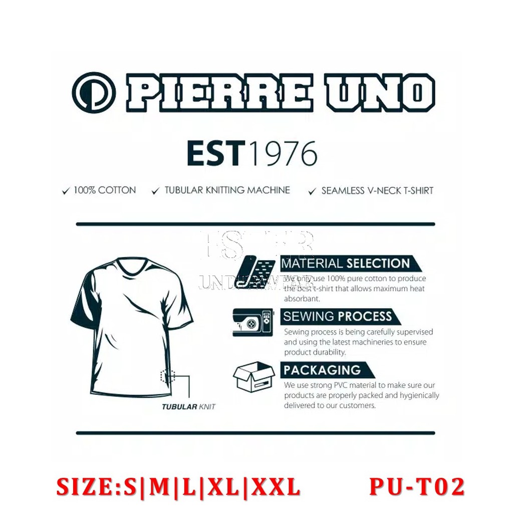 Kaos Dalam Pria PIERRE UNO PU-T02 V-NECK Putih ISI Pcs