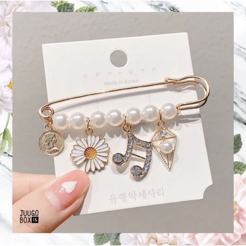 PMO G - Bros Pin PMO GD GDRAGON BIGBANG Bunga Daisy Pearl Mutiara Kpop Korean Style Fashion