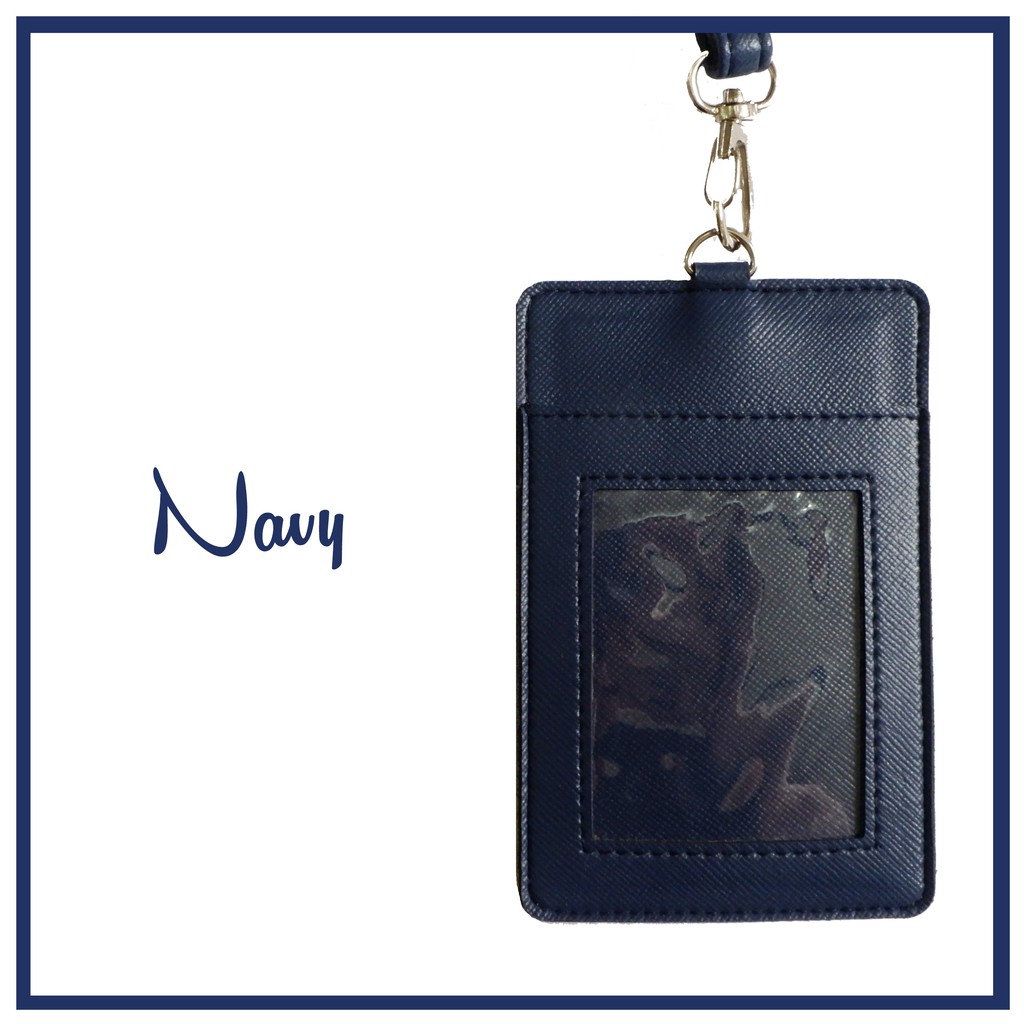 

SOUVENIR WEDDING CUSTOM PRINT ID CARD / NAME TAG HOLDER KULIT WARNA NAVY