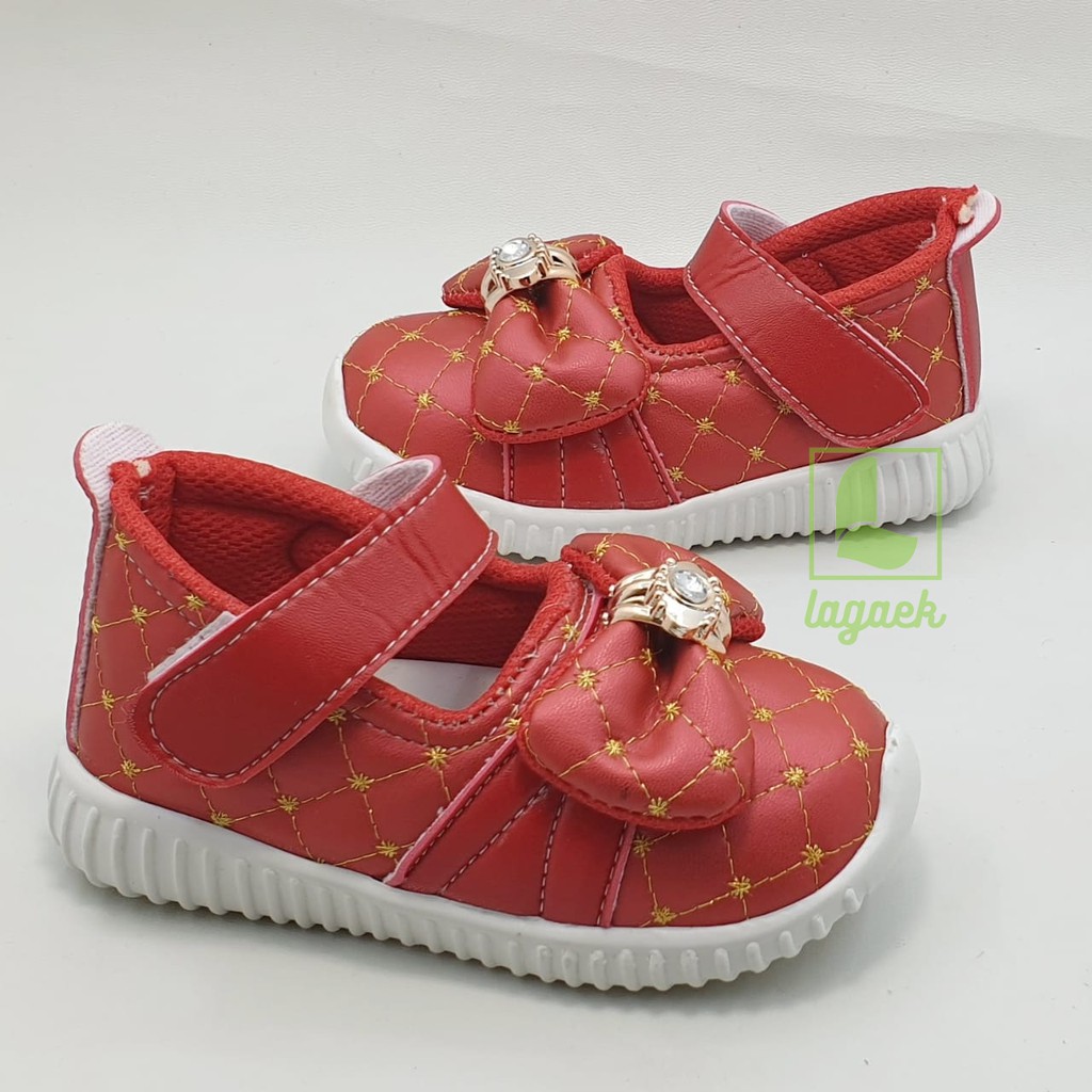 Sepatu Anak Perempuan Usia 3 4 Tahun Size 29 - 30 MERAH - Sepatu Anak Cewek Pesta Pita Cantik