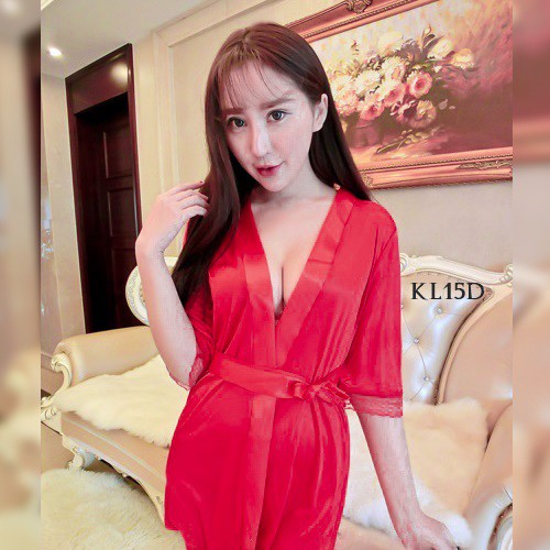 [SIAP KIRIM] LINGERIE KIMONO BAJU TIDUR WANITA SLEEPWEAR SEXY MERAH KL15D