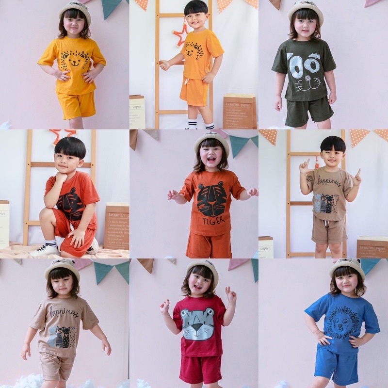 COOL SET by SMILEE Unisex Stelan Pendek Sablon SMILLE / Stelan Anak Cewek Cowok 1-5th